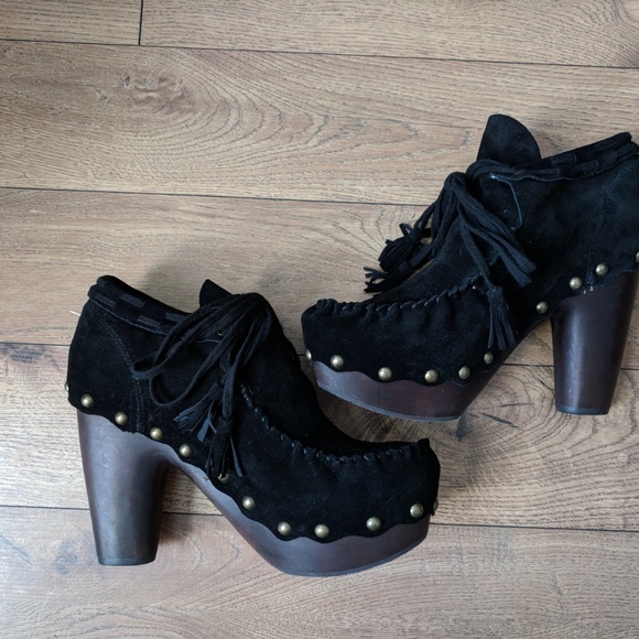 FLOGG | New Womens Black Suede Platform Shoe 10 - Picture 3 of 8